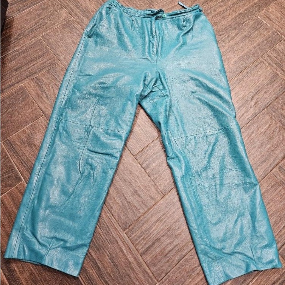 Women’s Suzelle Teal Leather Pants